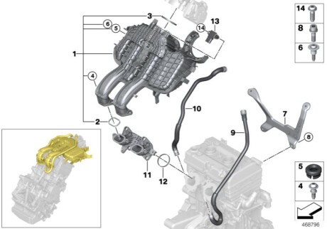 Прокладка впускного коллектора двигателя BMW 11618535547