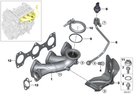 Прокладка випускного колектора BMW 11628511758