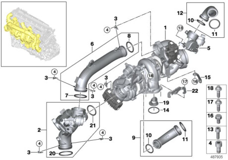 Оборотный турбонагнетатель BMW 11658583668