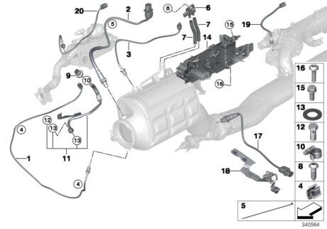 Датчик температури вихлопних газів (Egt). BMW 13628582663