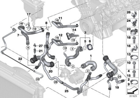 Патрубок радіатора BMW 17127542208