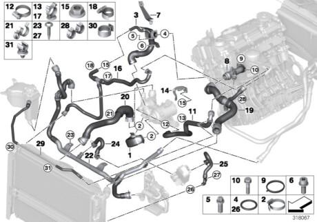 Патрубок радиатора BMW 17127552404