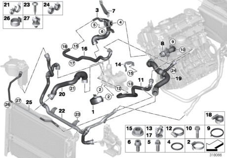 Патрубок радиатора BMW 17127577964