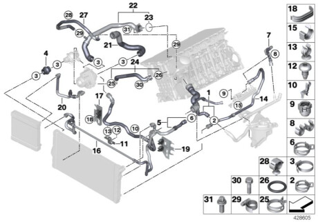 Патрубок радиатора BMW 17128606582