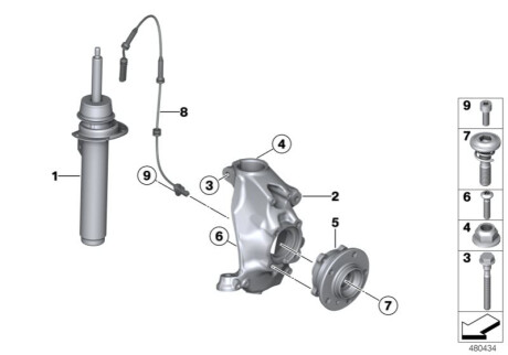 Ніжка пружини передня права BMW 31316874724