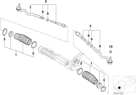 Пильовик рульової рейки BMW 32131096465