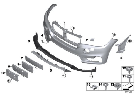 Накладка на бампер грунтована 511121 BMW 51117378552