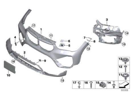 Обшивка переднього бампера 511121 BMW 51119883245