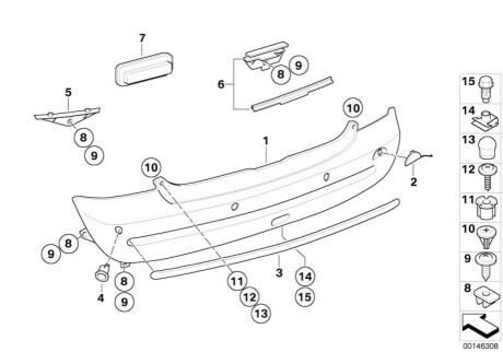 Бампер R50 Зд Chrom BMW 51126800216