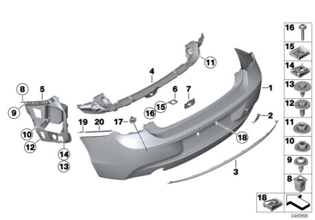 Молдінг бампера заднього BMW 51127273796