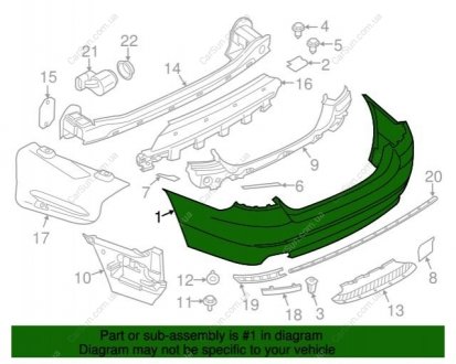 БАМПЕР ЗАДНИЙ ГРУНТ С PDC BMW 51127332764