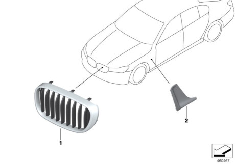 Решітка радіатора Л. BMW 51137369903