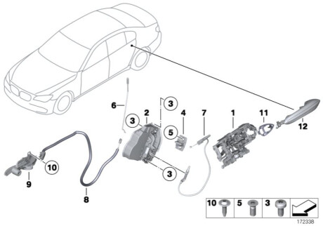 Ручка грунтованная левая 512012 BMW 51 21 7 249 977