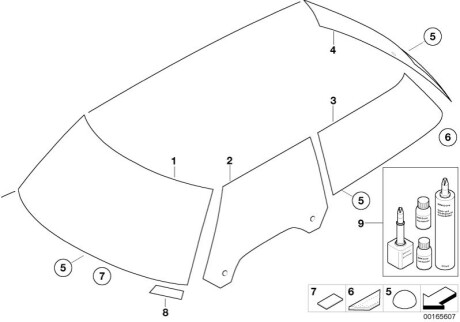 Стекло Зд BMW 51310643624