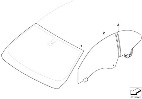 Переднее лобовое стекло BMW 51317186501