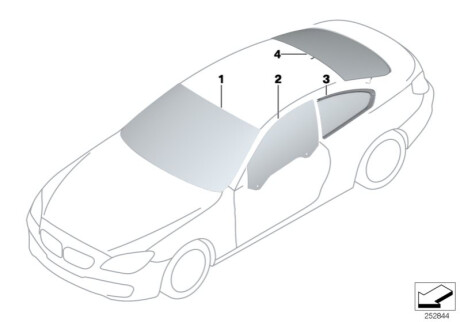 Скло з зелен полос BMW 51317227329