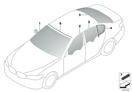 Заднее стекло gruen BMW 51317388751