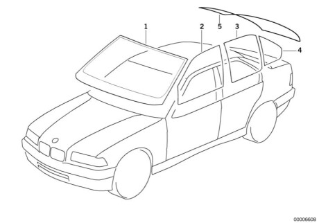 Бок.скло Е36 BMW 51328201042