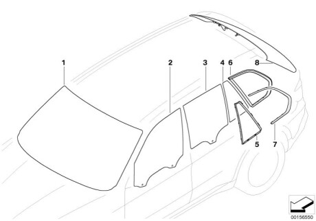 Зеленое боковое окно с левой стороны 513210 BMW 51377207873 (фото 1)