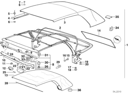 Ручний складний верх H54310 BMW 54318215971