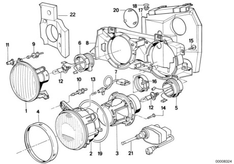 Вставка фары, фара дальнего света BMW 63121378337