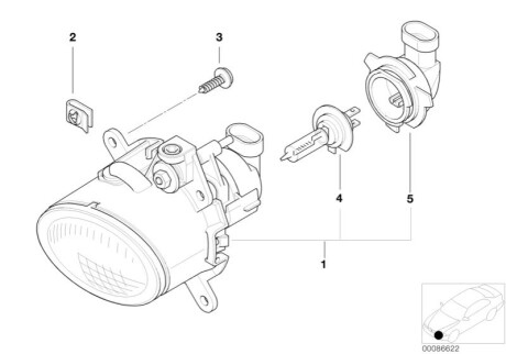 Фара R50R52 пр.туман BMW 63176925050