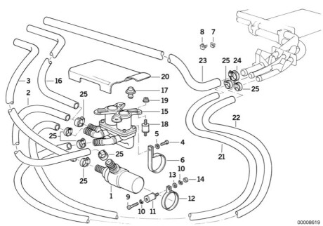 Шланг F водяного клапана и правый H64210 BMW 64211378273