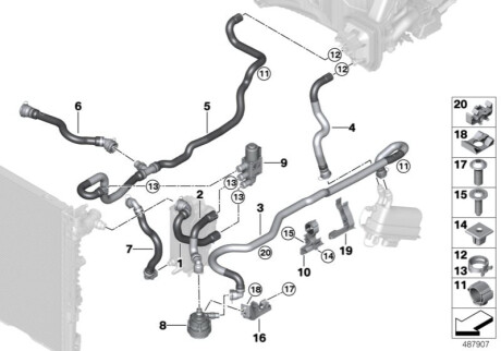 Шланг охлаждающей жидкости двигателя BMW 64219308346