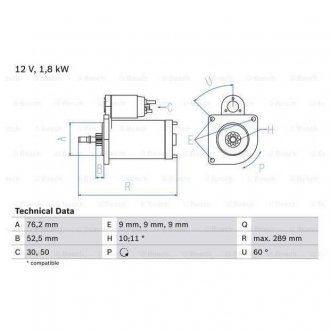 Стартер BOSCH 0986016190 (фото 1)