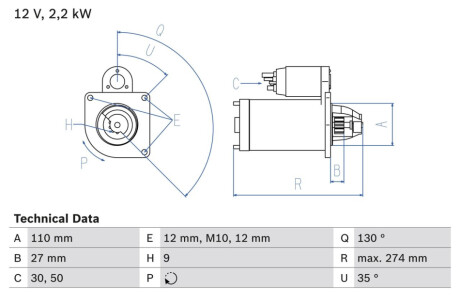 Стартер BOSCH 0 986 017 490