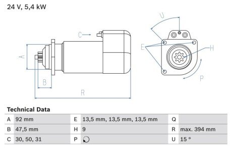 Стартер BOSCH 0 986 019 000