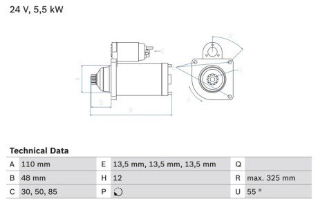 Стартер BOSCH 0 986 022 260