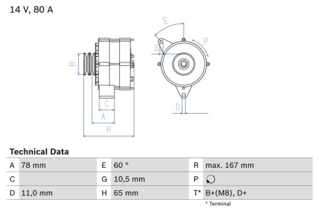 Генератор BOSCH 0986034120