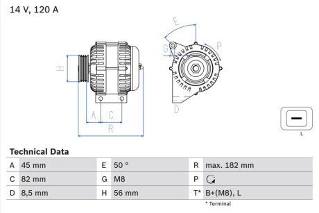 Генератор BOSCH 0986041150