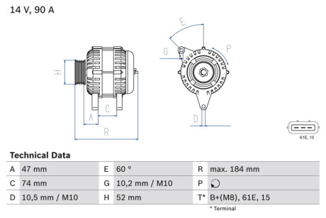 Генератор BOSCH 0986041190