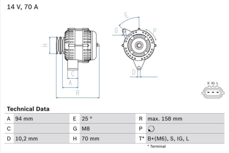 Генератор BOSCH 0986045891