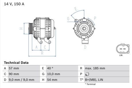 Генератор BOSCH 0986047930