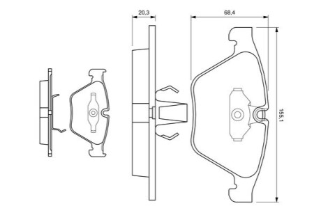 Колодки дискового тормоза BOSCH 0986424651 (фото 1)