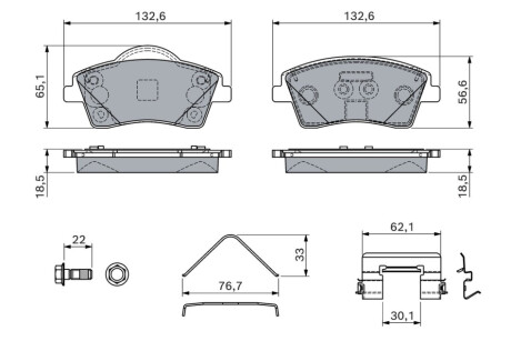 Комплект тормозных колодок, дисковый тормоз BOSCH 0986460141