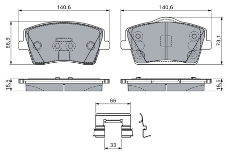 Комплект тормозных колодок, дисковый тормоз BOSCH 0986460144