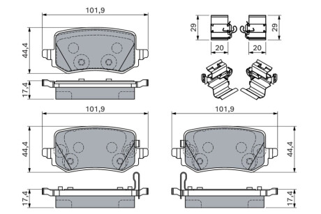 Комплект тормозных колодок, дисковый тормоз BOSCH 0986460161