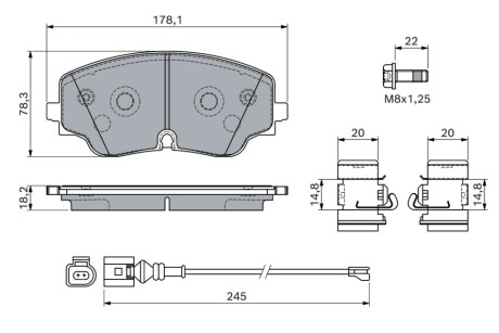 Комплект тормозных колодок, дисковый тормоз BOSCH 0986460162 (фото 1)