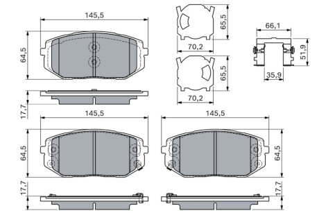 Комплект тормозных колодок, дисковый тормоз BOSCH 0986460164 (фото 1)