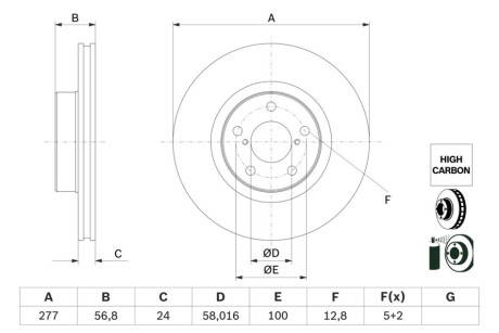 ПЕРЕДНИЙ ГАЛЬМУВАЛЬНИЙ ДИСК 277X24 V BOSCH 0 986 479 E69