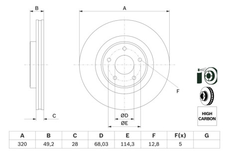 Диск тормозной BOSCH 0986479F33