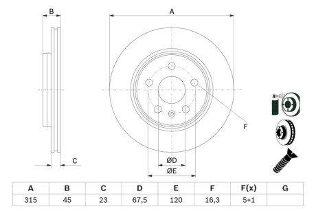 ЗАДНІЙ ГАЛЬМУВАЛЬНИЙ ДИСК BOSCH 0986479F53