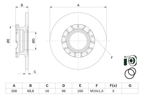 Диск торм. зад. BOSCH 0 986 479 F62