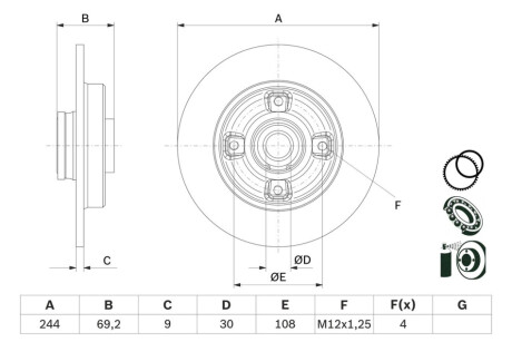 TARCZA HAM. PEUGEOT T. 2008/208 1,2-1,6 18-20 BOSCH 0986479F74