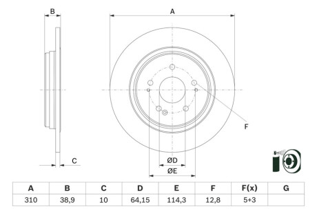 Tarcza hamulcowa tyЕ‚ L/P pasuje do: HONDA CR-V V 1.5/2.0H 12.16- BOSCH 0.986.479.G18