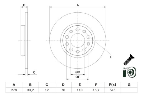 TARCZA HAM. JEEP T. CHEROKEE 2,0-2,2 CRD/2,4-3,2 4X4 14- BOSCH 0 986 479 G21